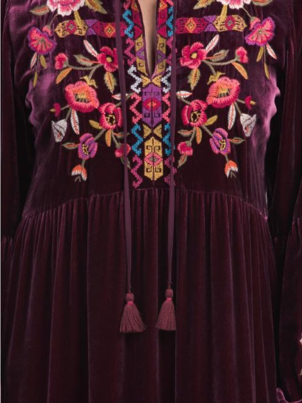 JOHNNY WAS Anaya Velvet Bishop Sleeve Dress - Picture 3 of 4